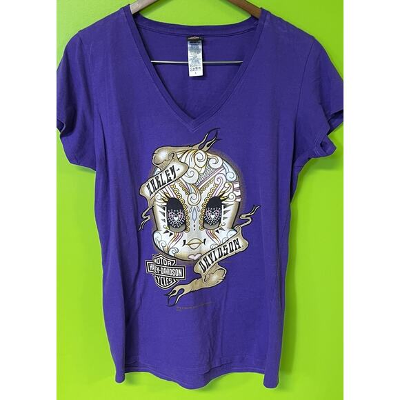 Harley Davidson Tops - Harley Davidson Womens Large Purple Myrtle Beach Looney Tunes Tweety Tattoo Y2K